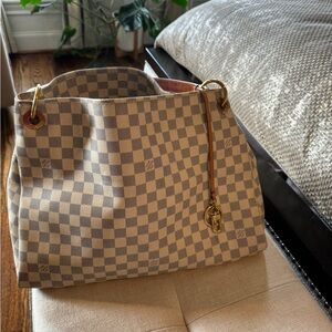 Louis Vuitton Artsy MM Damier Azur Hobo Bag White